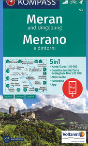 Merano & Surroundings Hiking Map By Kompass
