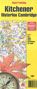 Kitchener, Waterloo, Cambridge Road Map by MapArt