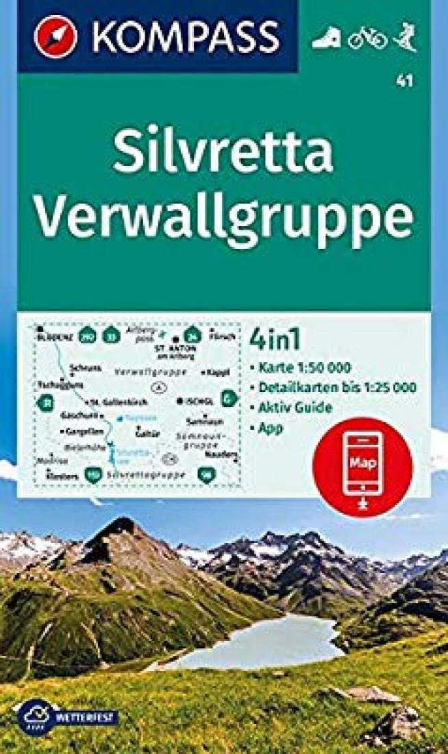 Cover of Silvretta - Verwallgruppe Hiking Map By Kompass
