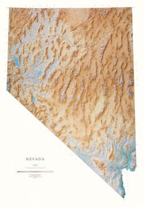Nevada, Physical, Laminated Wall Map by Raven Maps