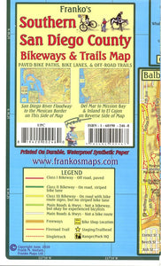 California Map, San Diego Bikeways, Southern by Frankos Maps Ltd.