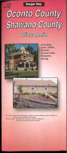 Oconto and Shawano Counties, Wisconsin Road Map by The Seeger Map Company Inc.