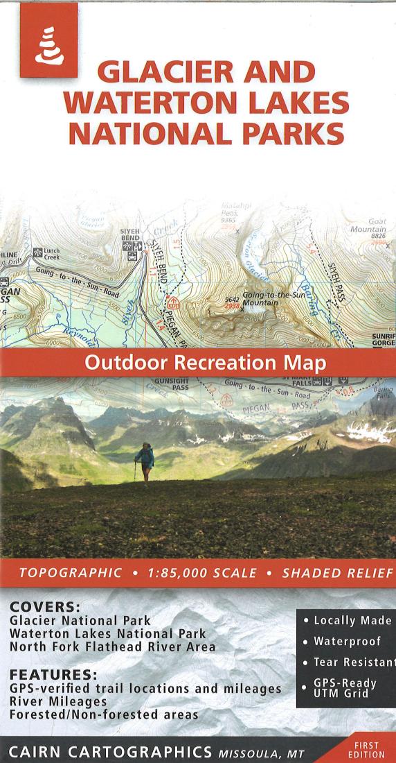Cover of Glacier National Park Outdoor Recreation Map  By Cairn Cartographics