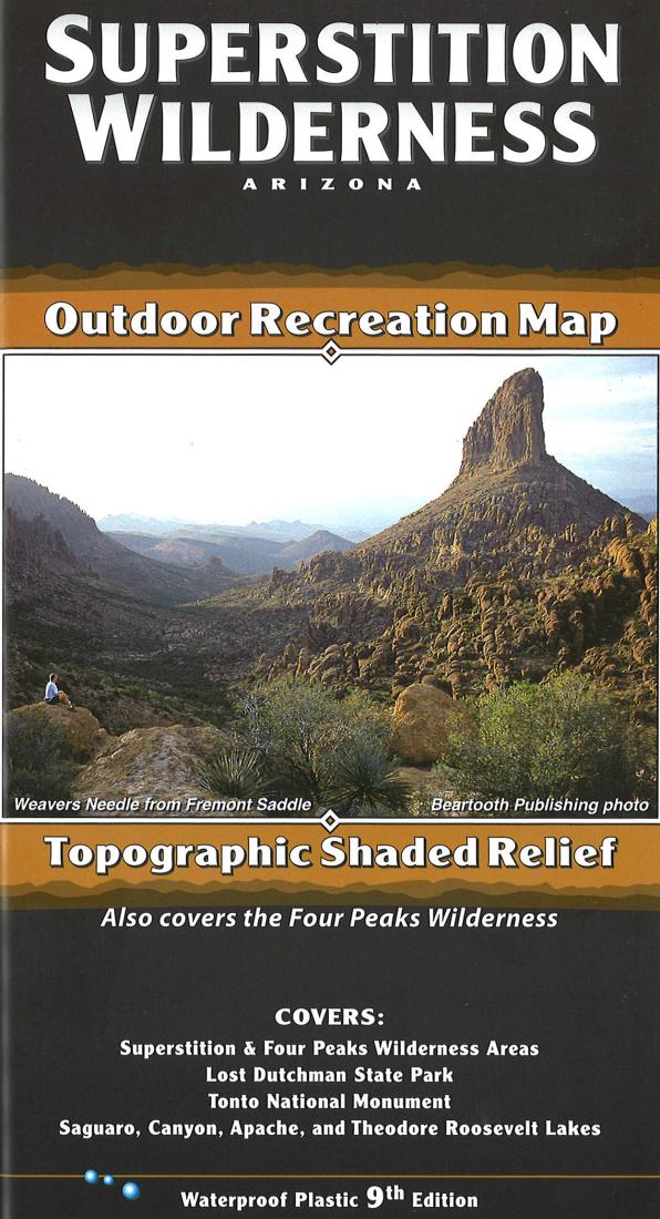 Cover of Superstition Wilderness, Arizona Outdoor Recreation Map with Topographic Shaded Relief by Beartooth Publishing