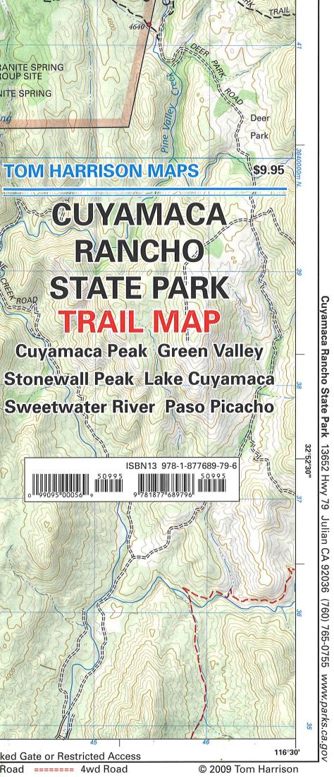 Cover of folded Map of Cuyamaca Rancho State Park, California by Tom Harrison Maps