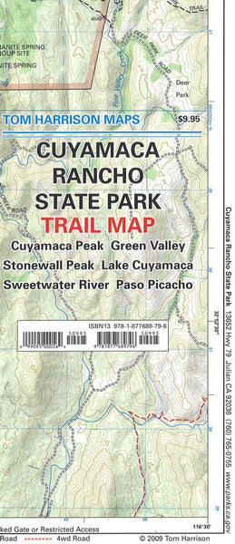 Cover of folded Map of Cuyamaca Rancho State Park, California by Tom Harrison Maps