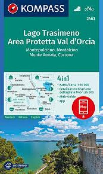 Cover of Lago Trasimeno Area Protteta Val 'd Orcia Hiking and Cycling Map By Kompass