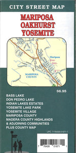 Mariposa, Oakhurst and Yosemite, California road map by GM Johnson