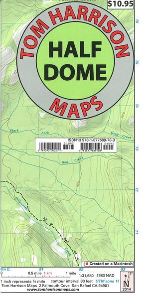Cover of folded Map of Half Dome and Yosemite, California by Tom Harrison Maps