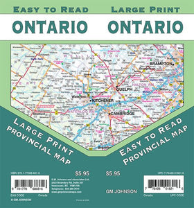 Ontario Large Print, Ontario Province Map by GM Johnson