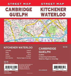 Kitchener / Waterloo / Cambridge / Guelph, Ontario Street Map by GM Johnson