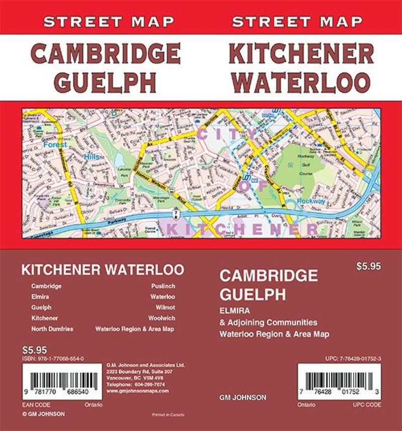 Cover of Kitchener / Waterloo / Cambridge / Guelph, Ontario Street Map by GM Johnson