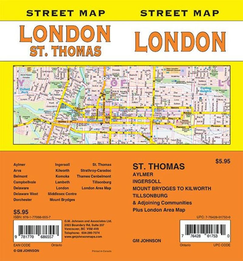 Cover of London / St. Thomas, Ontario Street Map by GM Johnson