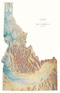 Idaho, Physical, Laminated Wall Map by Raven Maps