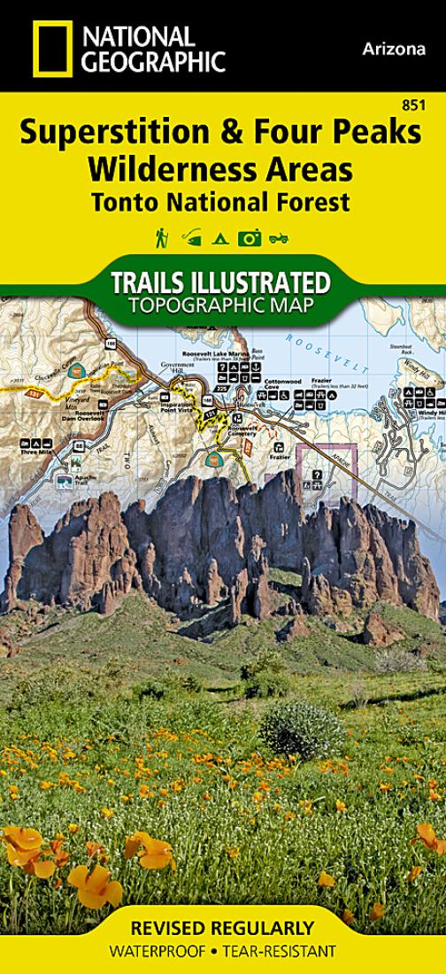 Superstition and Four Peaks Wilderness Areas, Map 851 by National Geographic