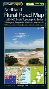 Northland Rural Roads, New Zealand, Topographic Map by Kiwi Maps