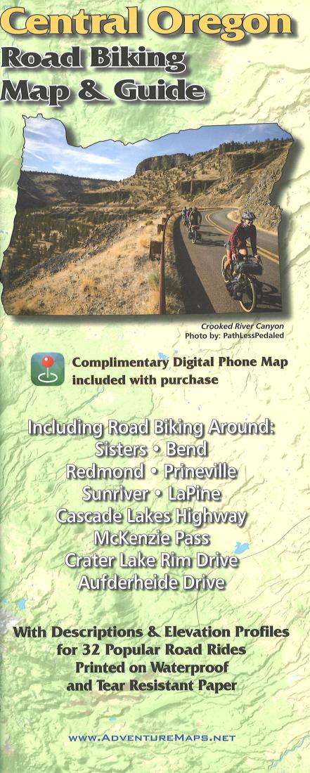 Cover of Central Oregon, Road Biking Map and Guide by Adventure Maps