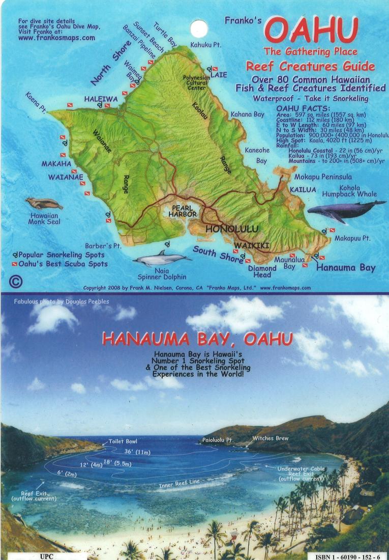 Cover of Oahu, The Gathering Place, Reef Creatures Map & Identification Guide