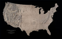 Cover of USA Landforms & Drainage of 48 States Black & White Laminated Wall Map by Raven Maps 