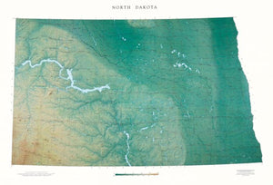 North Dakota, Physical, Laminated Wall Map by Raven Maps