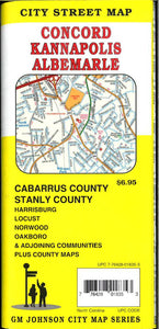 Concord, Kannapolis, Albemarle, North Carolina Street Map by GM Johnson
