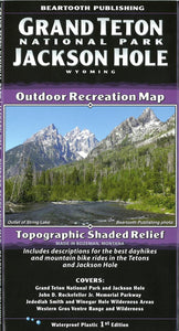 Grand Teton National Park and Jackson Hole, Wyoming Outdoor Recreation Map with Topographic Shaded Relief by Beartooth Publishing
