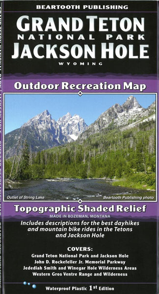 Cover of Grand Teton National Park and Jackson Hole, Wyoming Outdoor Recreation Map with Topographic Shaded Relief by Beartooth Publishing