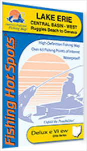 Lake Erie Fishing Map - Central Basin West (Ruggles Beach to Geneva, Ohio) by Fishing Hot Spots