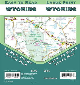 Wyoming, Large Print State Map by GM Johnson