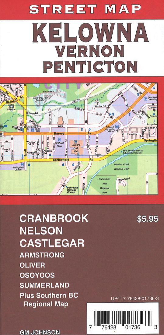 Cover of Kelowna Vernon Penticton, BC Street Map by GM Johnson