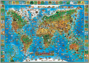 Illustrated Map of Animals of the World by Dino Maps