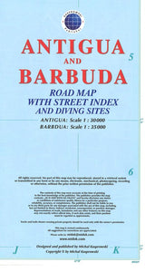 Antigua and Barbuda Road Map by Kasprowski Publisher