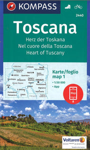 Heart of Tuscany Hiking and Cycling Map By Kompass