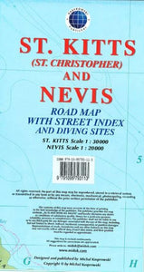 St Kitts and Nevis, Caribbean, Road Map by Kasprowski Publisher