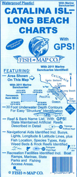 Cover of Catalina Island & Long Beach Fishing Map by Fish-n-Map Company