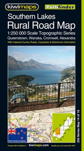 Southern Lakes Rural Roads, New Zealand, Topographic Map by Kiwi Maps