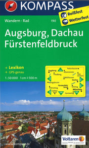 Augsburg, Dachau Furstenfeldbruck Hiking Map By Kompass