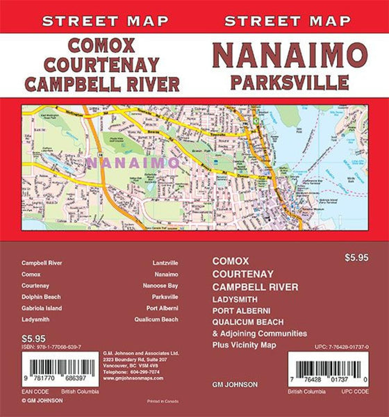 Cover of Nanaimo / Parksville / Comox / Courtenay / Campbell River, British Columbia Street Map by GM Johnson