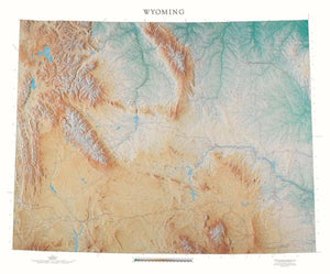 Wyoming, Physical Wall Map by Raven Maps