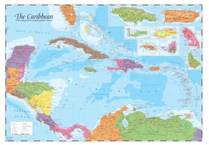 Caribbean and Main Islands, Wall Map by Oxford Cartographers