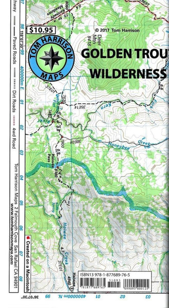 Cover of folded Map of Golden Trout Wilderness by Tom Harrison Maps