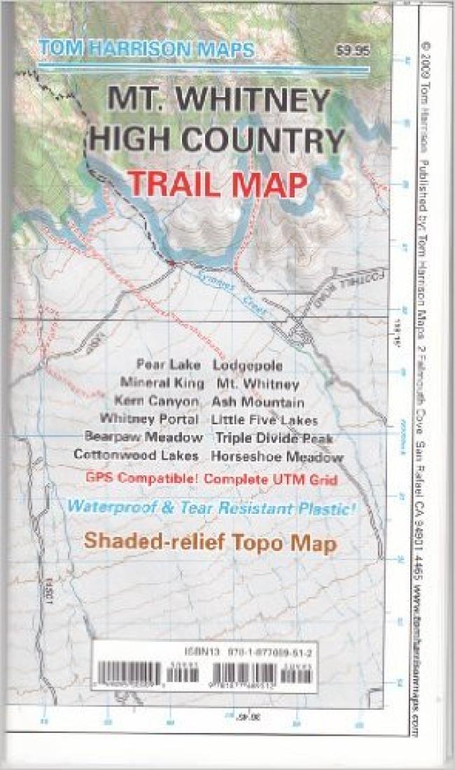 Cover of folded Map of Mount Whitney High Country Trail Map by Tom Harrison Maps