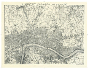 Historic Map of London in 1745, Black and White by Oxford Cartographers
