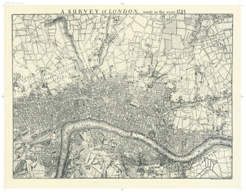 Cover of Historic Map of London in 1745 Black and White by Oxford Cartographers 
