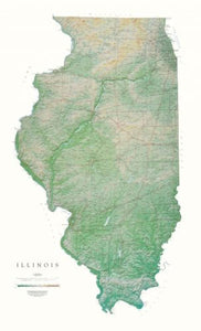 Illinois, Physical, Laminated Wall Map by Raven Maps