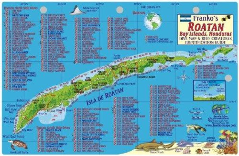 Cover of Caribbean, Roatan Map & Fish Card 