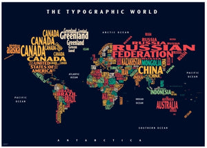Graphic Map World - colours, black background by Oxford Cartographers