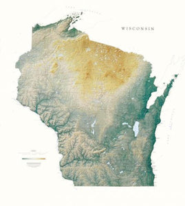 Wisconsin, Physical Wall Map by Raven Maps