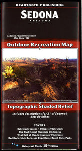 Sedona, Arizona  Outdoor Recreation Map with Topographic Shaded Relief by Beartooth Publishing