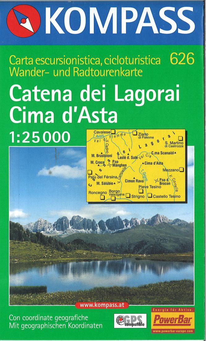 Cover of Catena dei Lagorai Cima d'Asta Hiking Map By Kompass